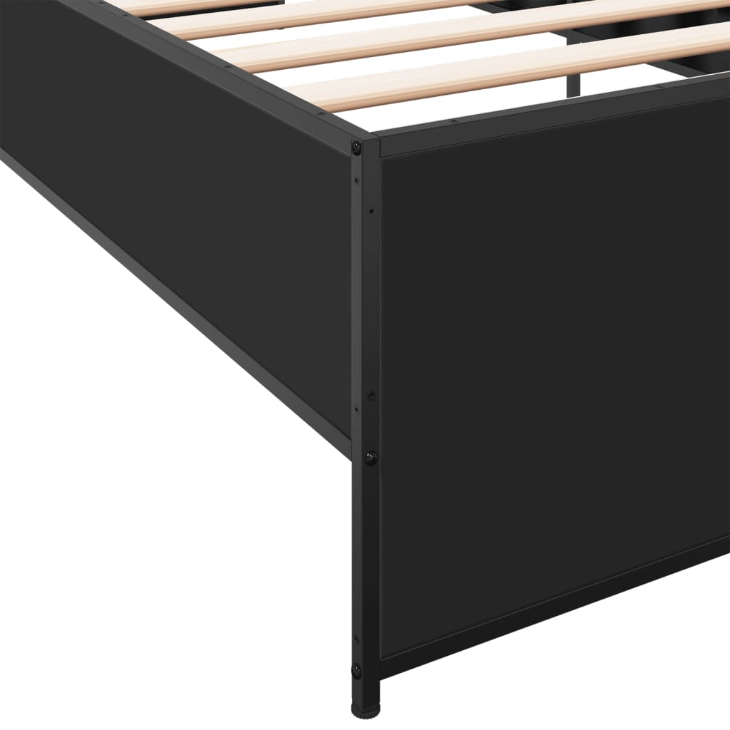 Bedframe bewerkt hout en metaal zwart 75x190 cm is nu te koop bij PeponiXL, paradijselijk wonen!