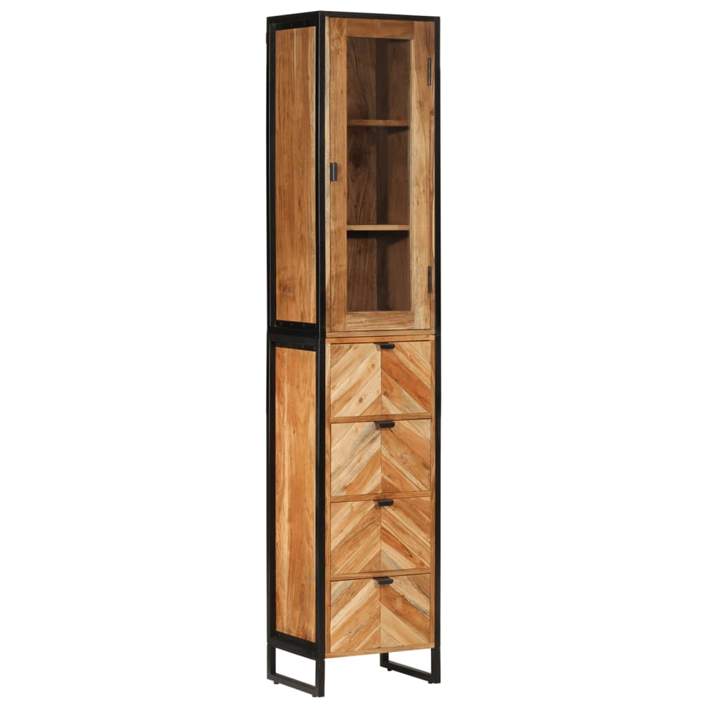 Badkamerkast 40x27x190 cm ijzer en massief acaciahout is nu te koop bij PeponiXL, paradijselijk wonen!