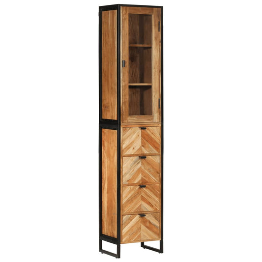 Badkamerkast 40x27x190 cm ijzer en massief acaciahout is nu te koop bij PeponiXL, paradijselijk wonen!
