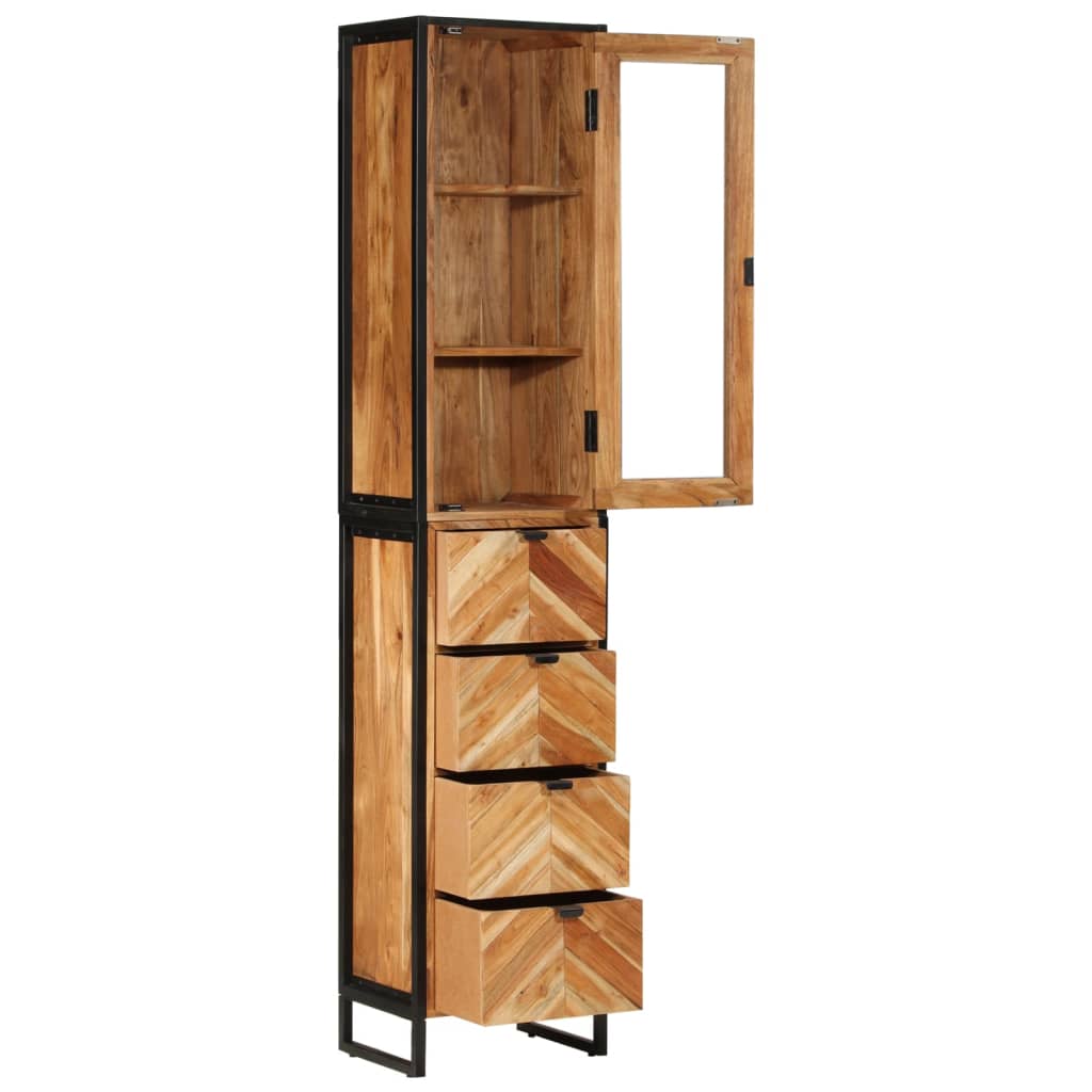 Badkamerkast 40x27x190 cm ijzer en massief acaciahout is nu te koop bij PeponiXL, paradijselijk wonen!