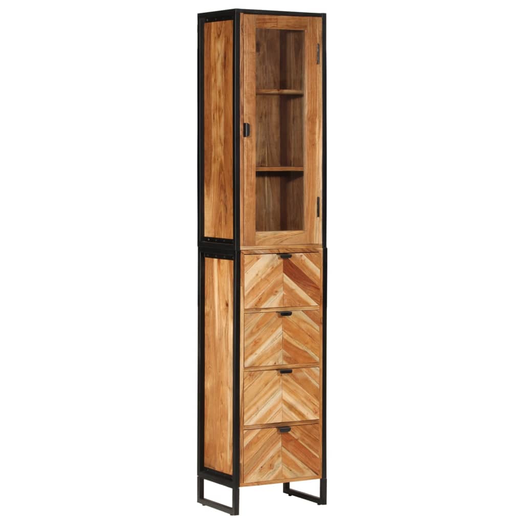 Badkamerkast 40x27x190 cm ijzer en massief acaciahout is nu te koop bij PeponiXL, paradijselijk wonen!