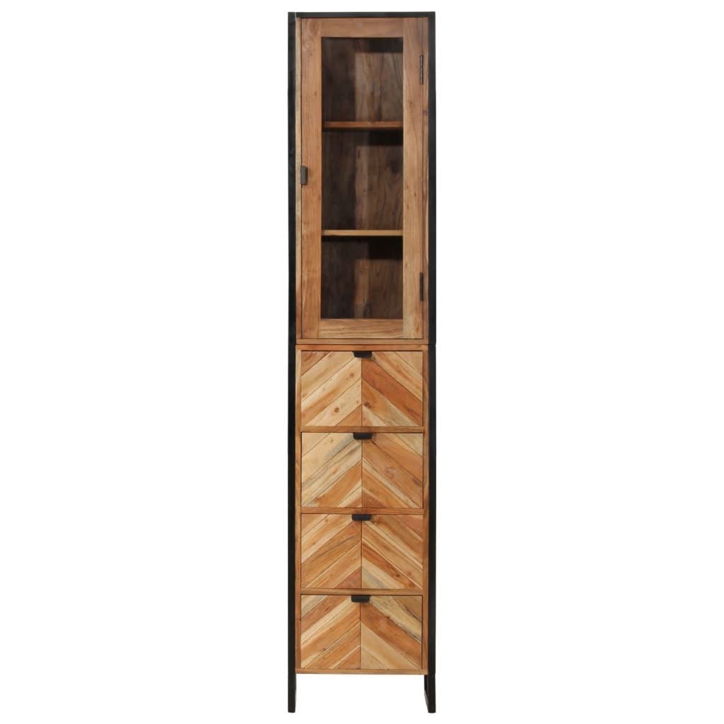 Badkamerkast 40x27x190 cm ijzer en massief acaciahout is nu te koop bij PeponiXL, paradijselijk wonen!