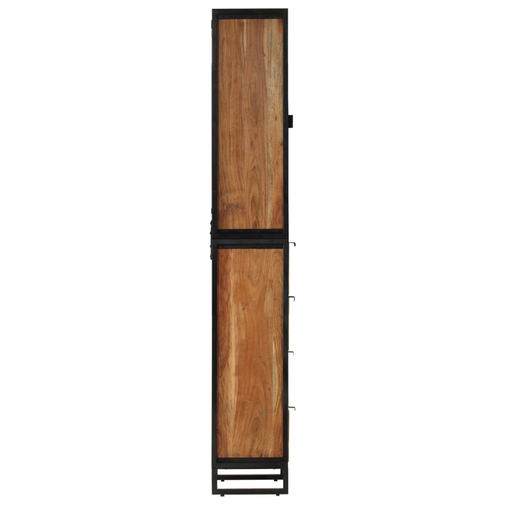 Badkamerkast 40x27x190 cm ijzer en massief acaciahout is nu te koop bij PeponiXL, paradijselijk wonen!