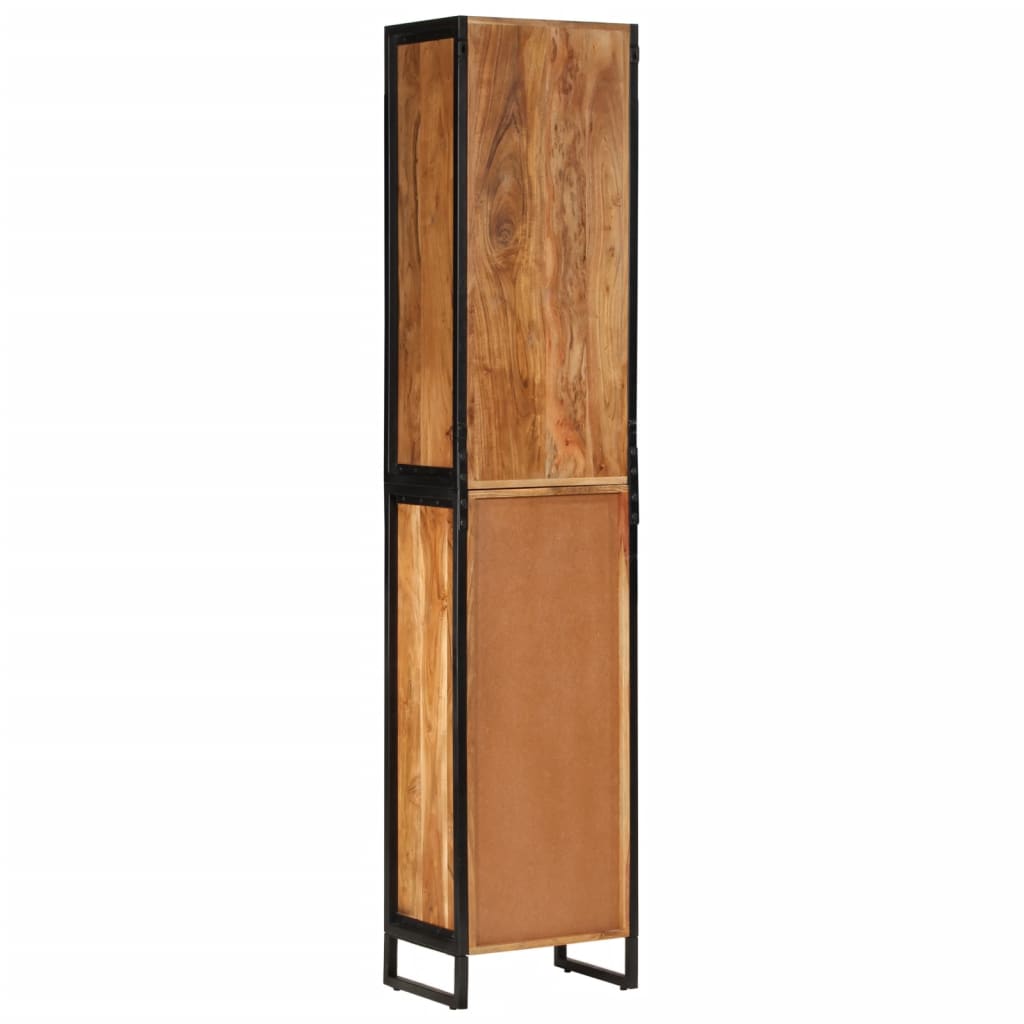 Badkamerkast 40x27x190 cm ijzer en massief acaciahout is nu te koop bij PeponiXL, paradijselijk wonen!