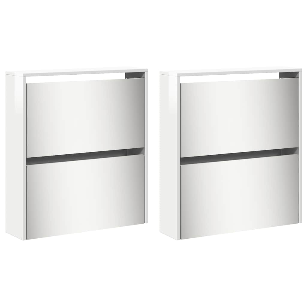 Schoenenkast met spiegel 4-laags 63x17x134 cm hoogglans wit