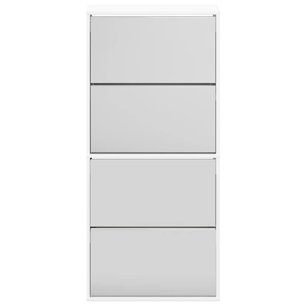 Schoenenkast met spiegel 4-laags 63x17x134 cm hoogglans wit