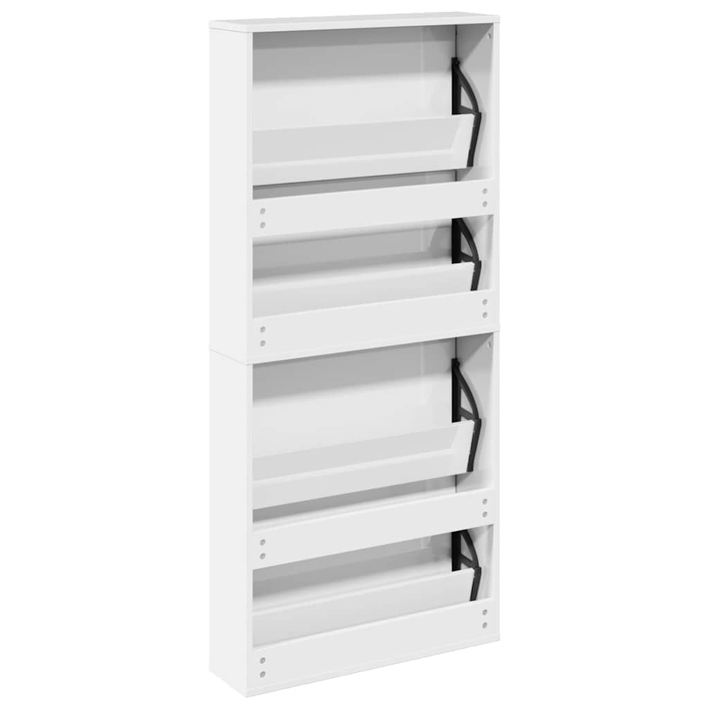 Schoenenkast met spiegel 4-laags 63x17x134 cm hoogglans wit