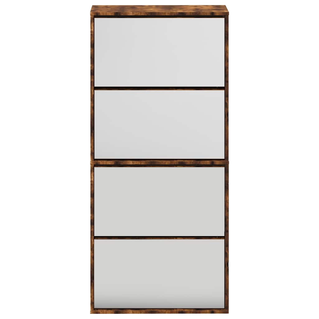 Schoenenkast met spiegel 4-laags 63x17x134 cm gerookt eiken