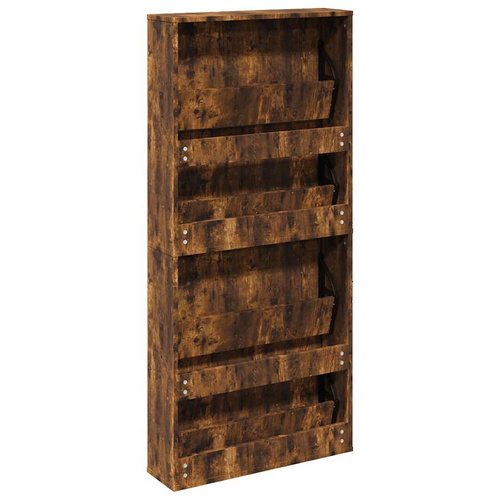 Schoenenkast met spiegel 4-laags 63x17x134 cm gerookt eiken
