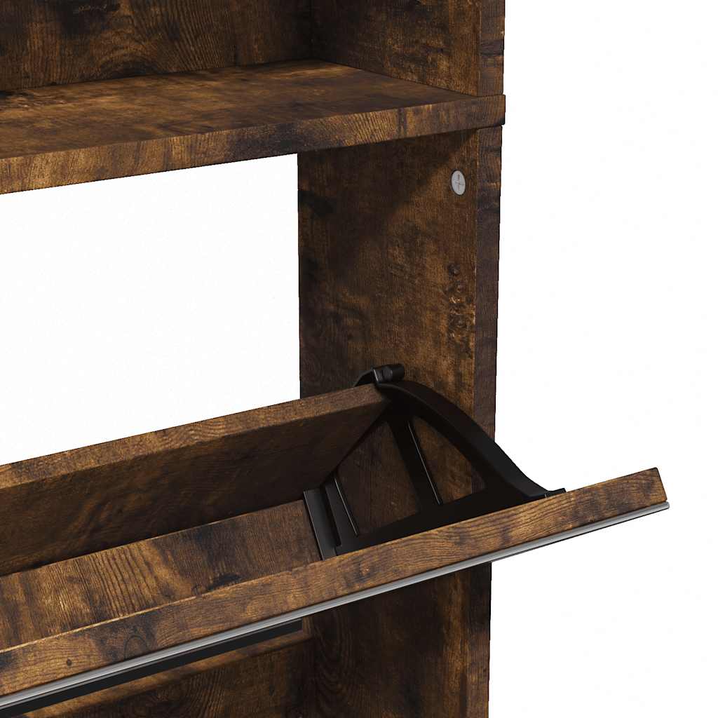 Schoenenkast met spiegel 4-laags 63x17x134 cm gerookt eiken