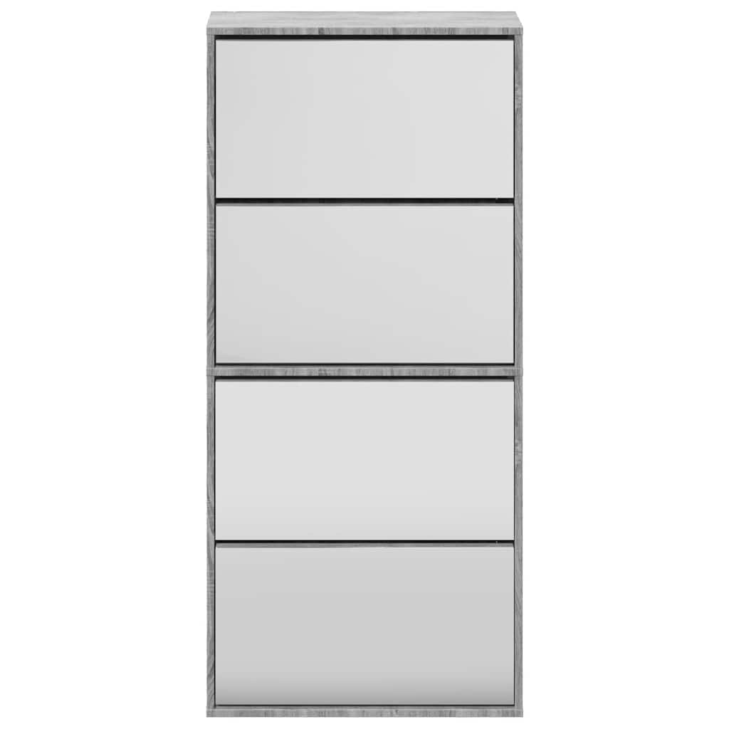 Schoenenkast met spiegel 4-laags 63x17x134 cm grijs sonoma