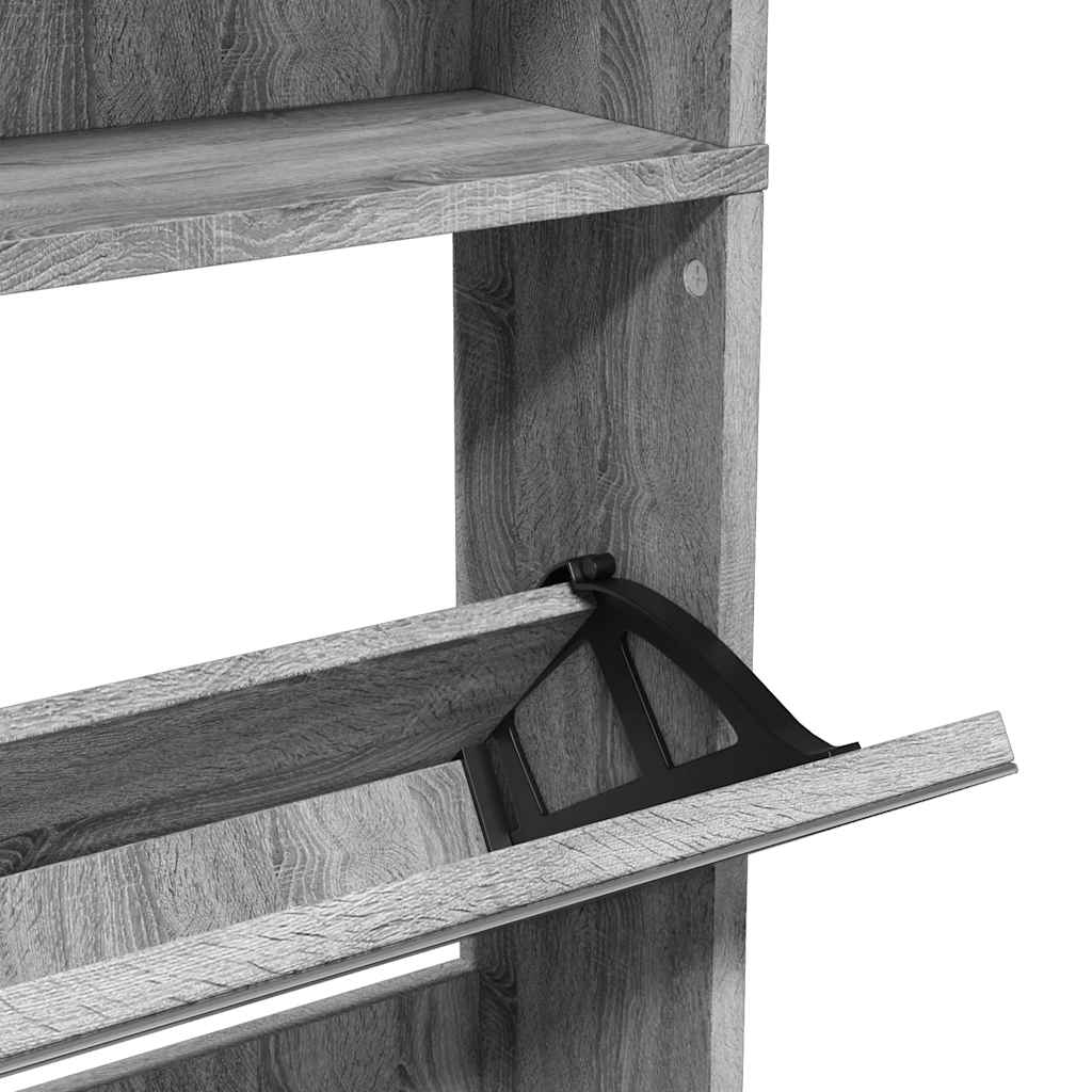 Schoenenkast met spiegel 4-laags 63x17x134 cm grijs sonoma