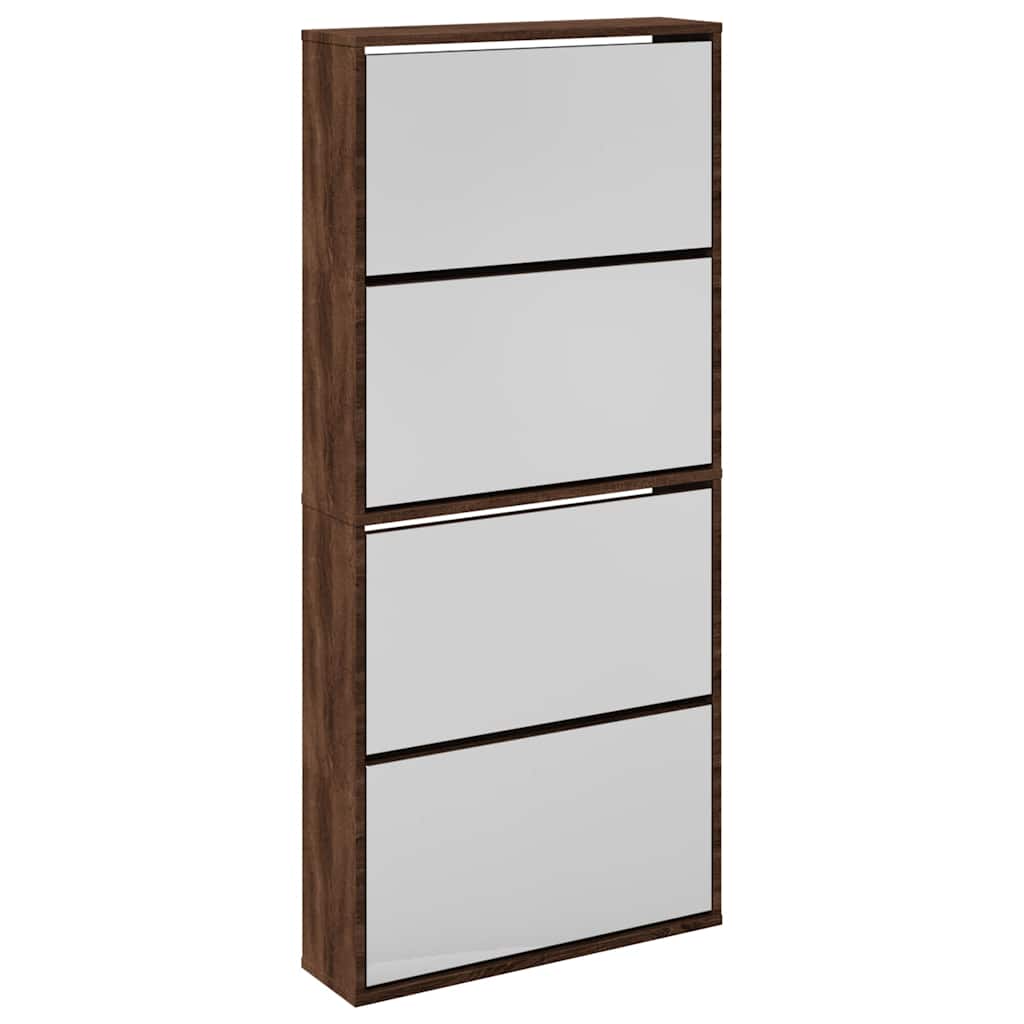 Schoenenkast met spiegel 4-laags 63x17x134 cm bruin eikenkleur