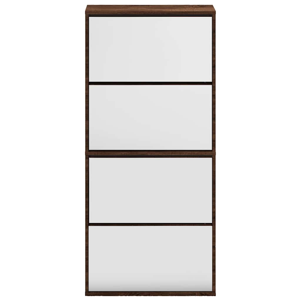 Schoenenkast met spiegel 4-laags 63x17x134 cm bruin eikenkleur