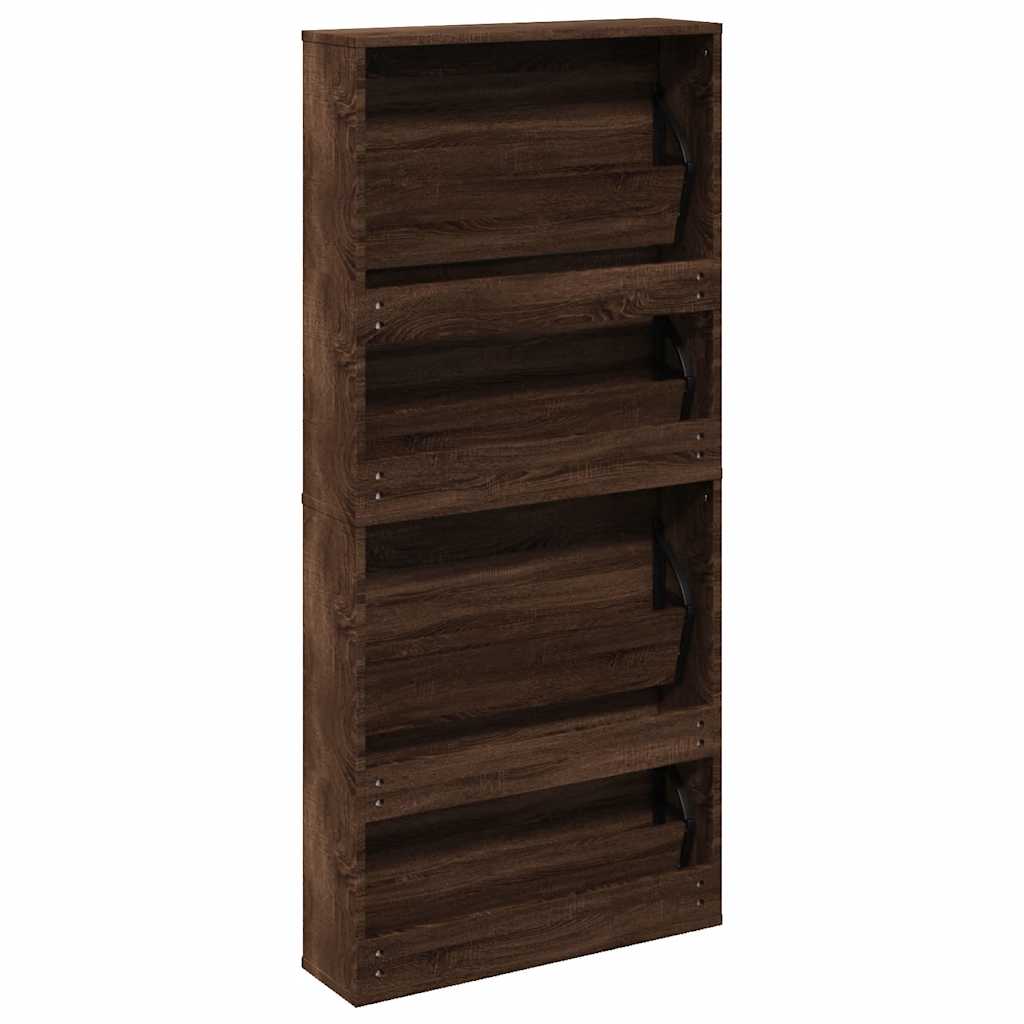 Schoenenkast met spiegel 4-laags 63x17x134 cm bruin eikenkleur