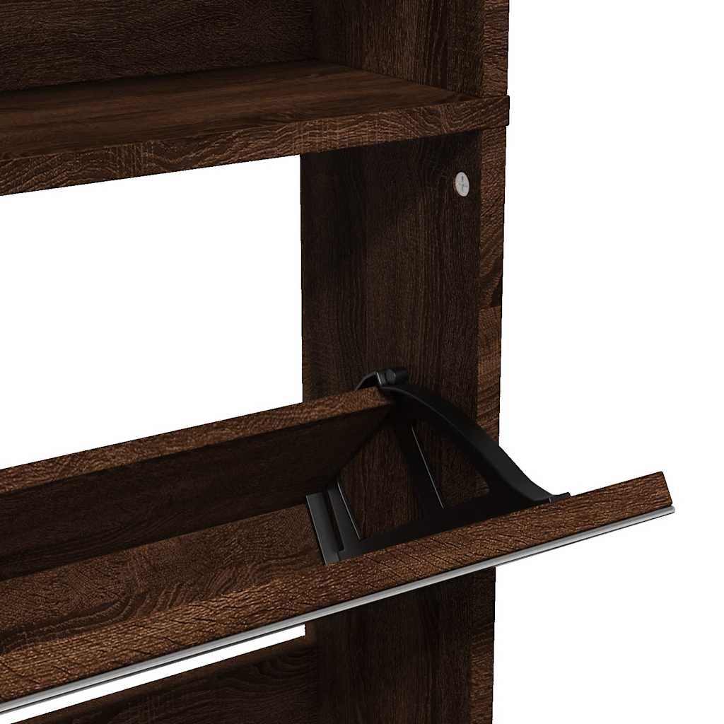 Schoenenkast met spiegel 4-laags 63x17x134 cm bruin eikenkleur
