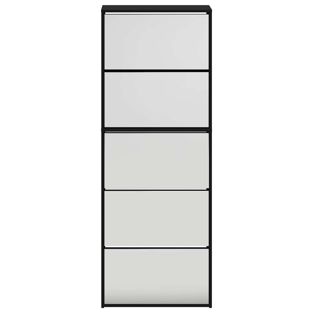 Schoenenkast met spiegel 5-laags 63x17x169,5 cm zwart