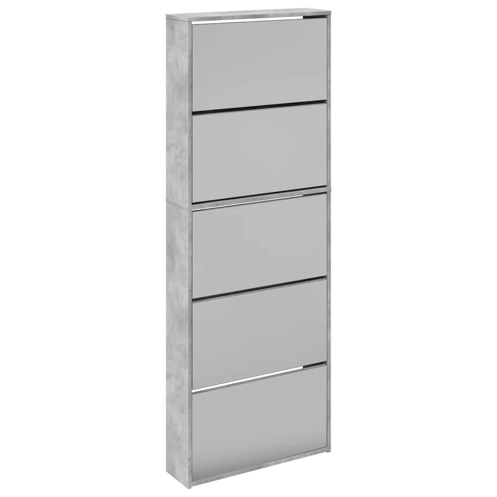 Schoenenkast met spiegel 5-laags 63x17x169,5 cm betongrijs