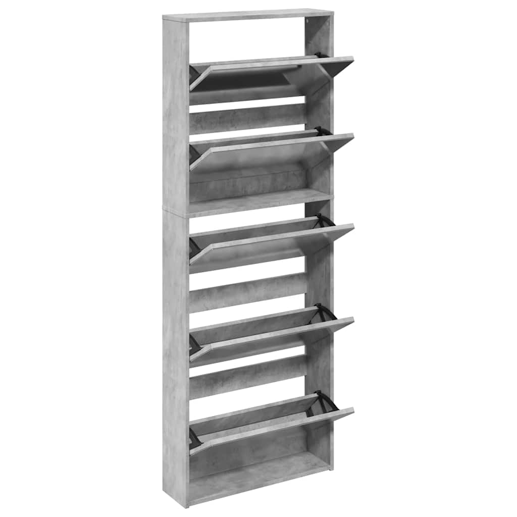 Schoenenkast met spiegel 5-laags 63x17x169,5 cm betongrijs