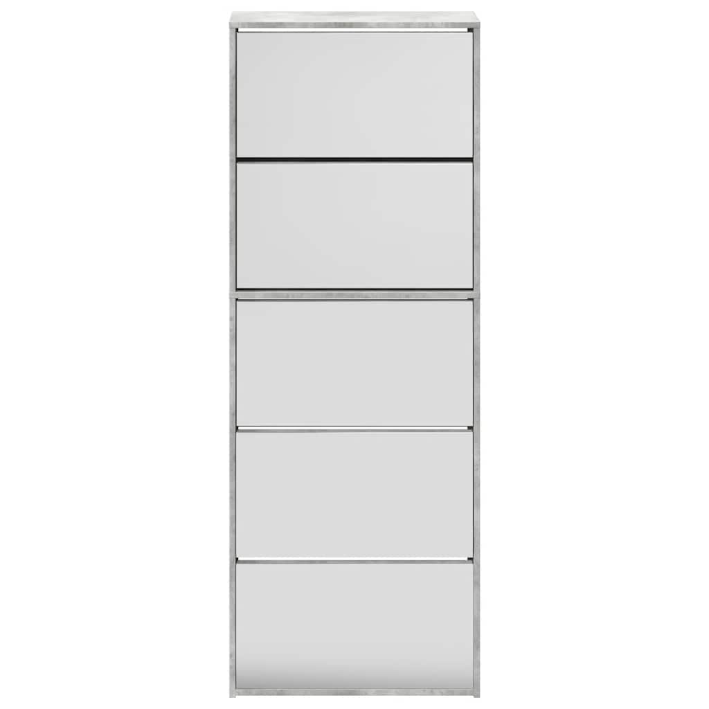 Schoenenkast met spiegel 5-laags 63x17x169,5 cm betongrijs