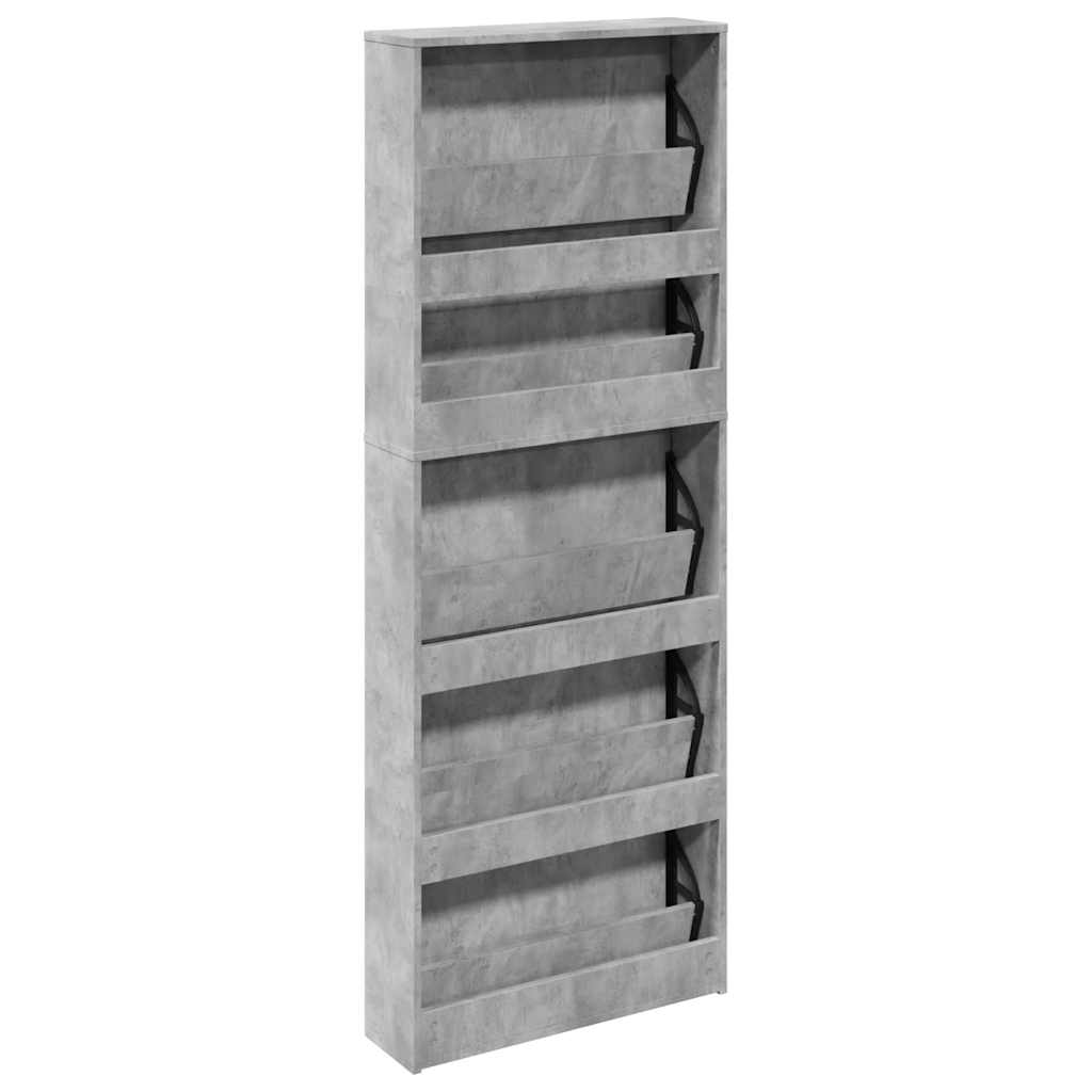 Schoenenkast met spiegel 5-laags 63x17x169,5 cm betongrijs