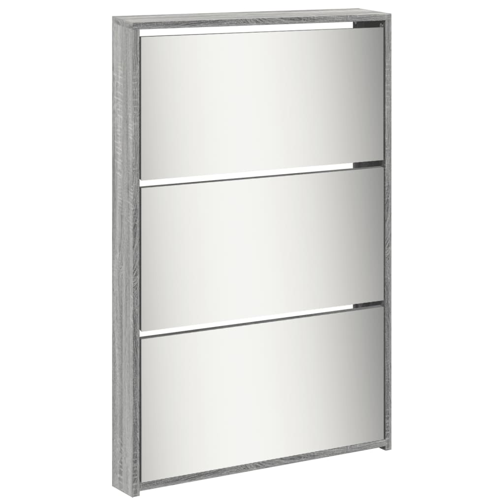 Schoenenkast met spiegel 5-laags 63x17x169,5 cm grijs sonoma is nu te koop bij PeponiXL, paradijselijk wonen!