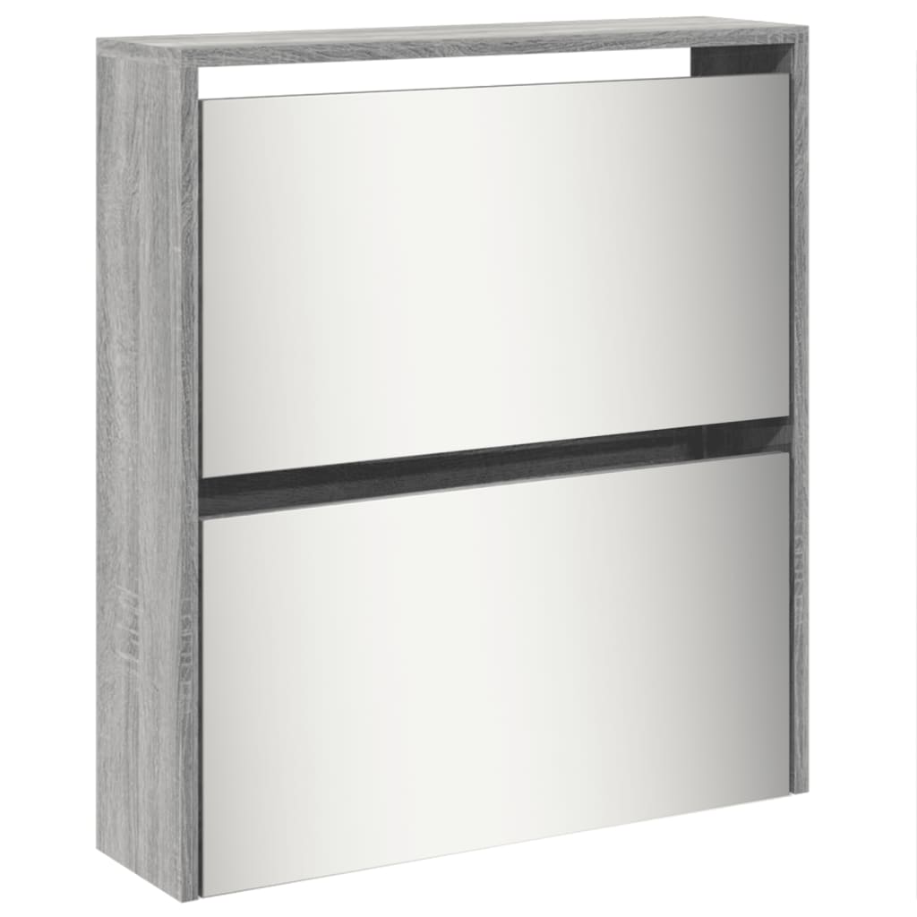 Schoenenkast met spiegel 5-laags 63x17x169,5 cm grijs sonoma is nu te koop bij PeponiXL, paradijselijk wonen!