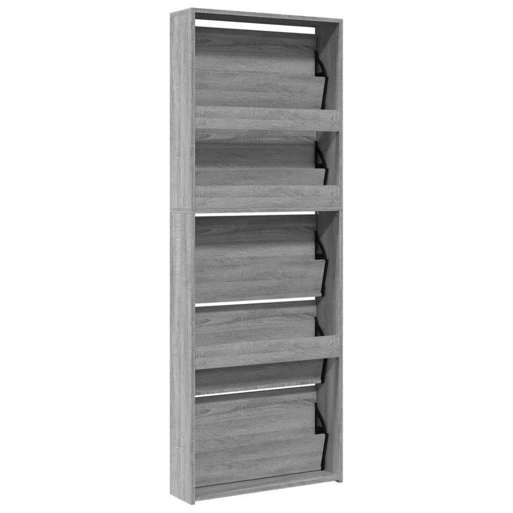 Schoenenkast met spiegel 5-laags 63x17x169,5 cm grijs sonoma is nu te koop bij PeponiXL, paradijselijk wonen!