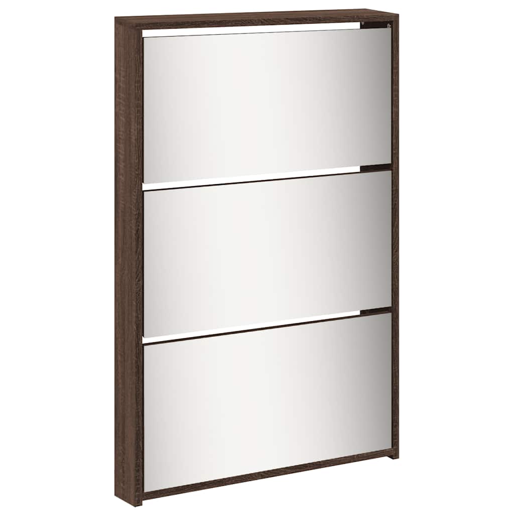 Schoenenkast met spiegel 5-laags 63x17x169,5 cm bruineikenkleur