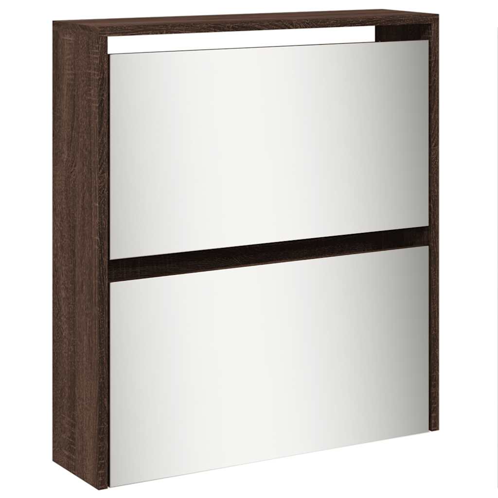 Schoenenkast met spiegel 5-laags 63x17x169,5 cm bruineikenkleur