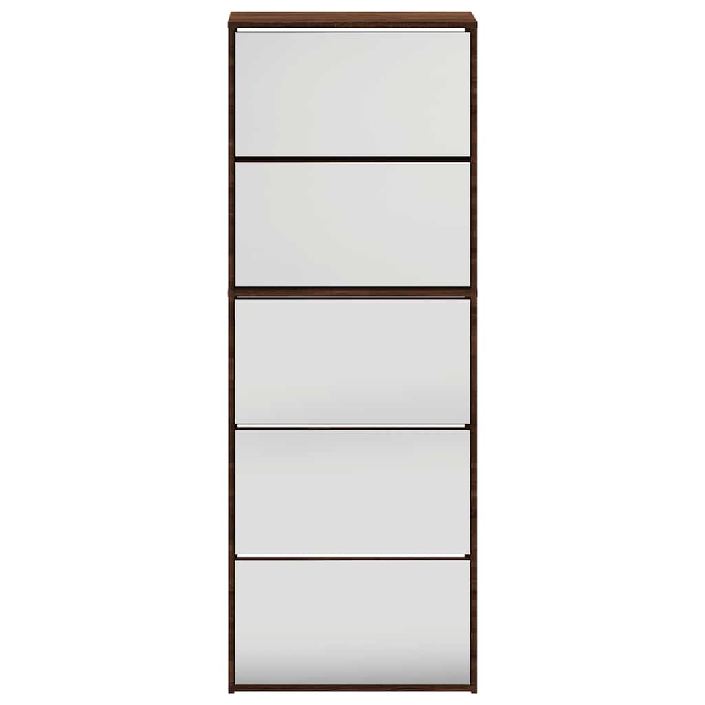 Schoenenkast met spiegel 5-laags 63x17x169,5 cm bruineikenkleur