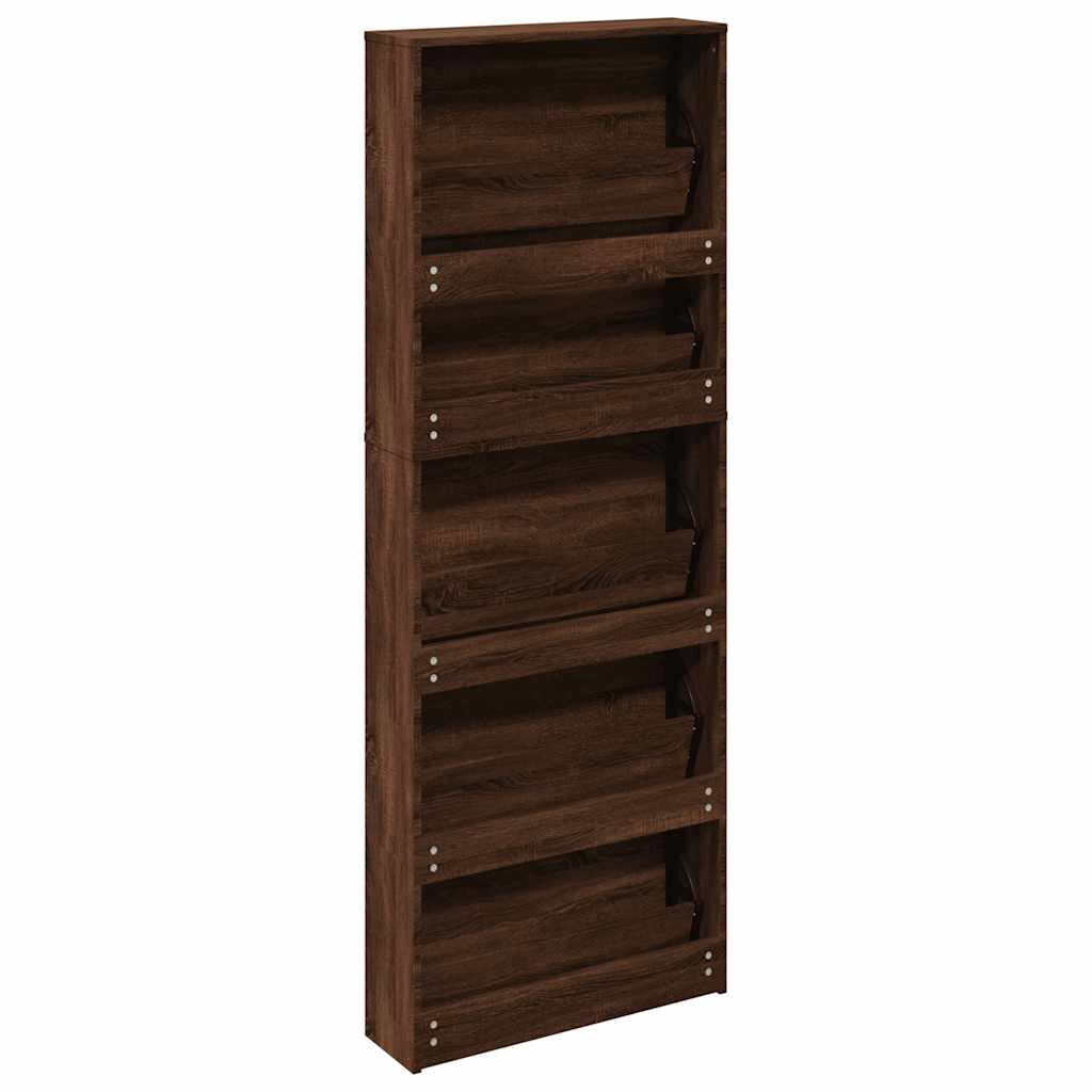 Schoenenkast met spiegel 5-laags 63x17x169,5 cm bruineikenkleur