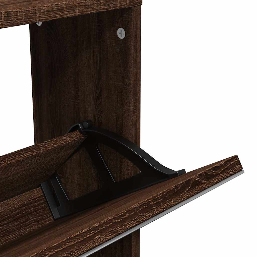 Schoenenkast met spiegel 5-laags 63x17x169,5 cm bruineikenkleur