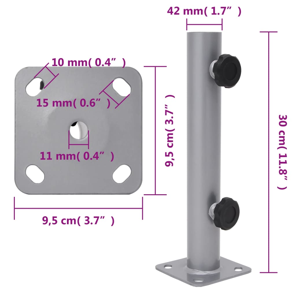 Parasolvoet voor Ø32/34/38 mm stok staal zilverkleurig is nu te koop bij PeponiXL, paradijselijk wonen!