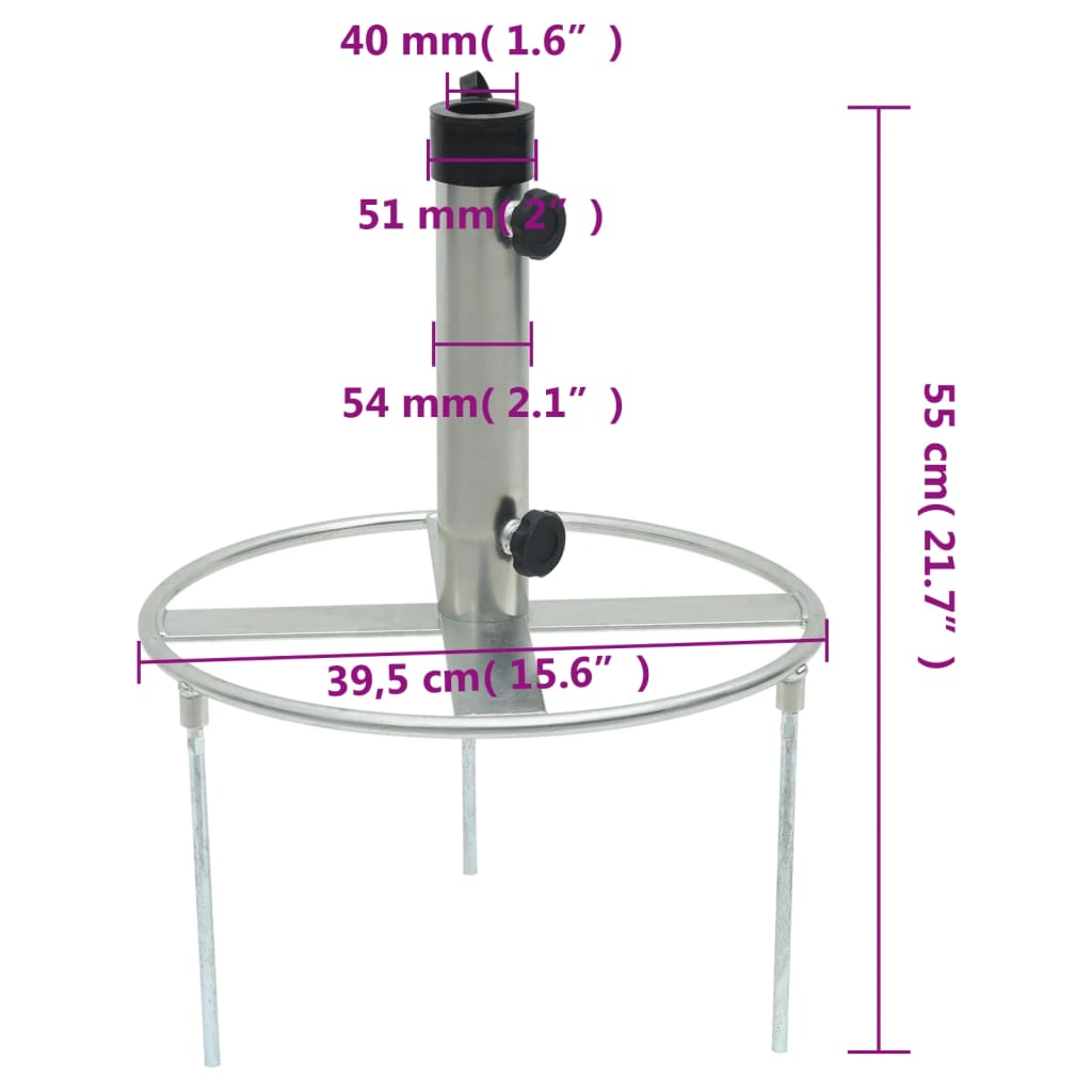 Parasolvoet met grondpennen voor Ø38/48 mm staal zilverkleurig is nu te koop bij PeponiXL, paradijselijk wonen!