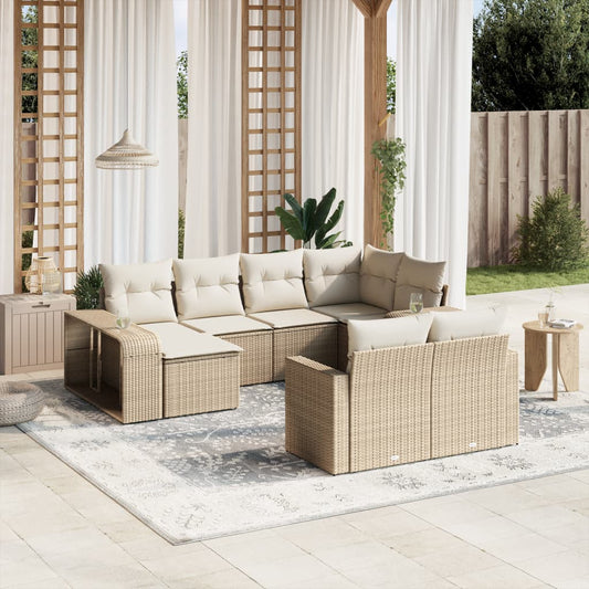 10-delige Loungeset met kussens poly rattan beige is nu te koop bij PeponiXL, paradijselijk wonen!
