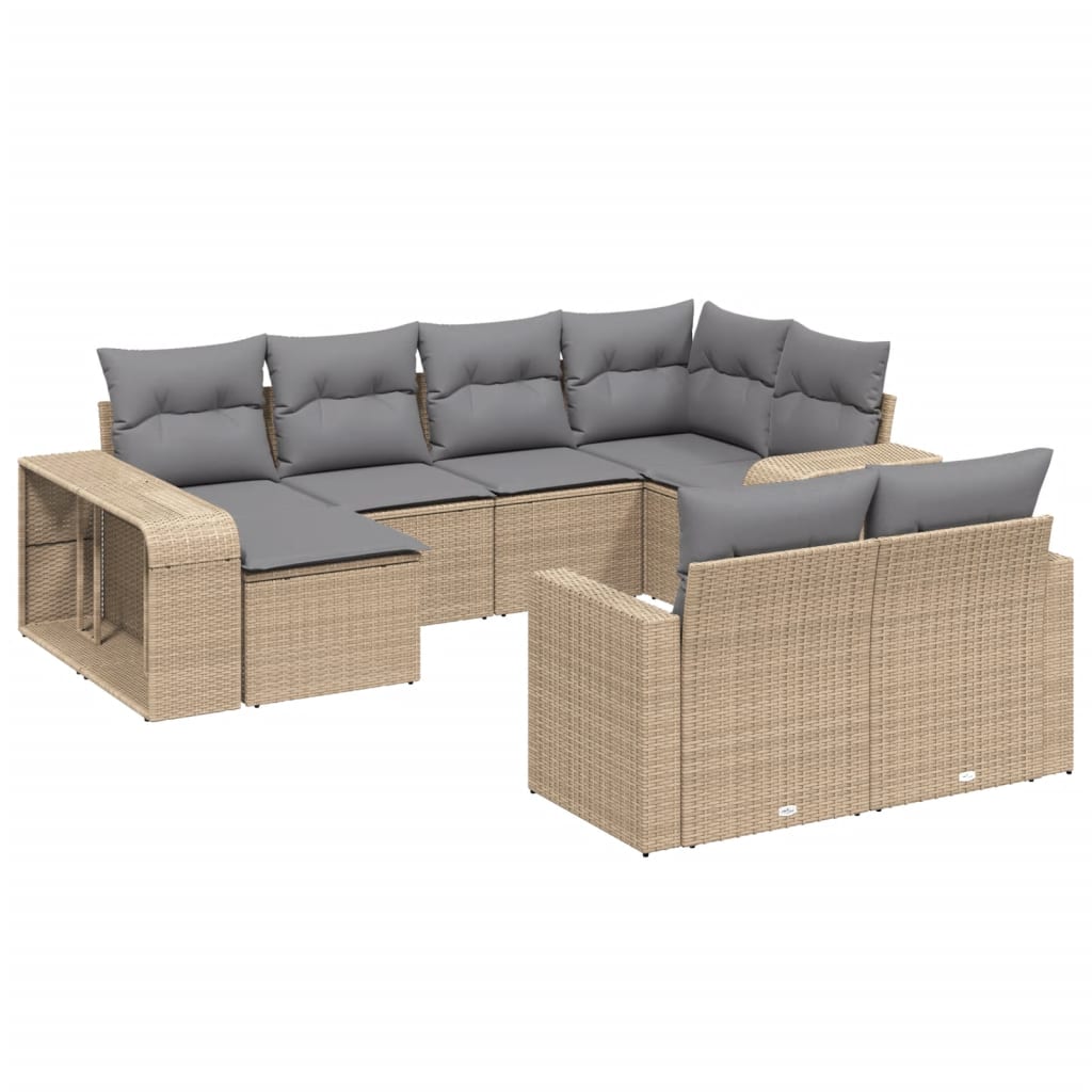 10-delige Loungeset met kussens poly rattan beige is nu te koop bij PeponiXL, paradijselijk wonen!