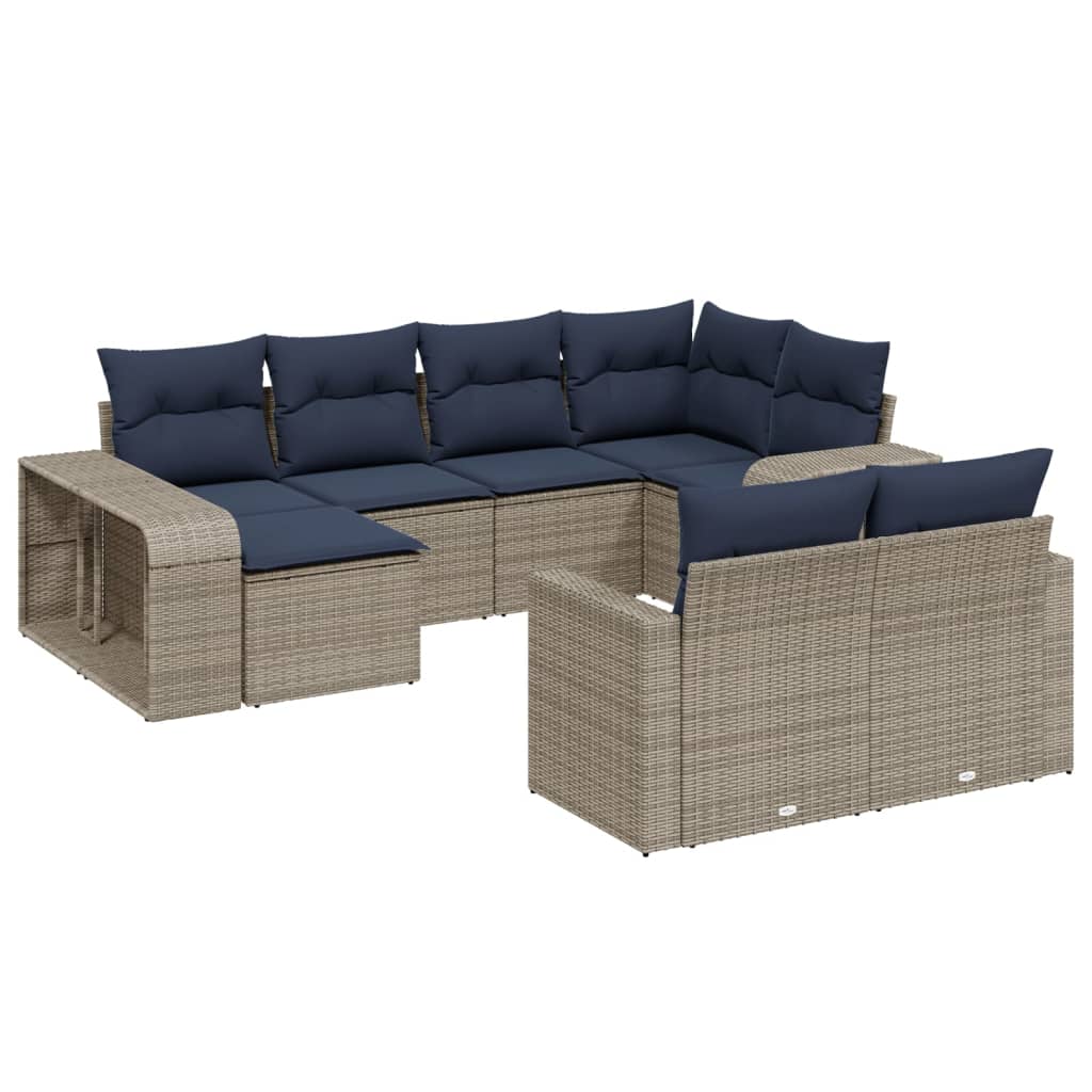10-delige tuinbankset met kussens, grijs polyrotan is nu te koop bij PeponiXL, paradijselijk wonen!