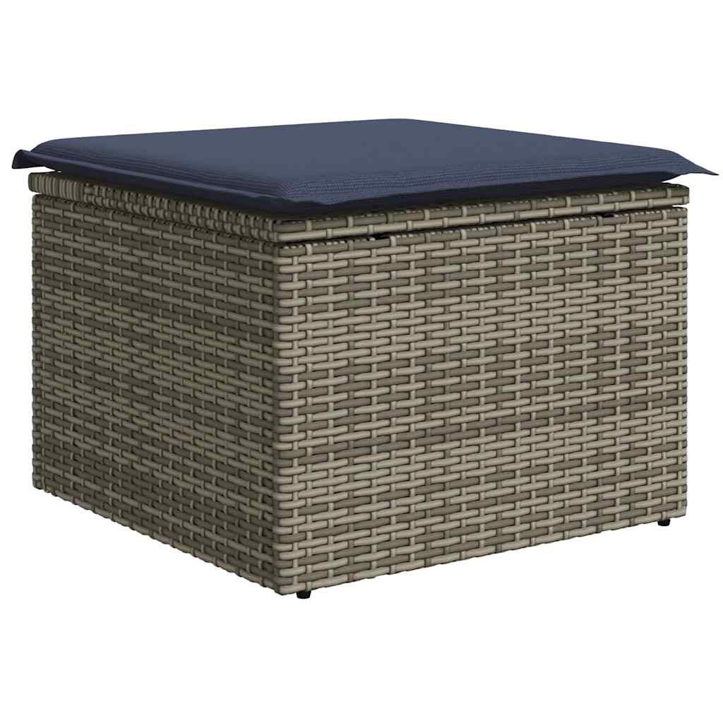 10-delige tuinbankset met kussens, grijs polyrotan is nu te koop bij PeponiXL, paradijselijk wonen!