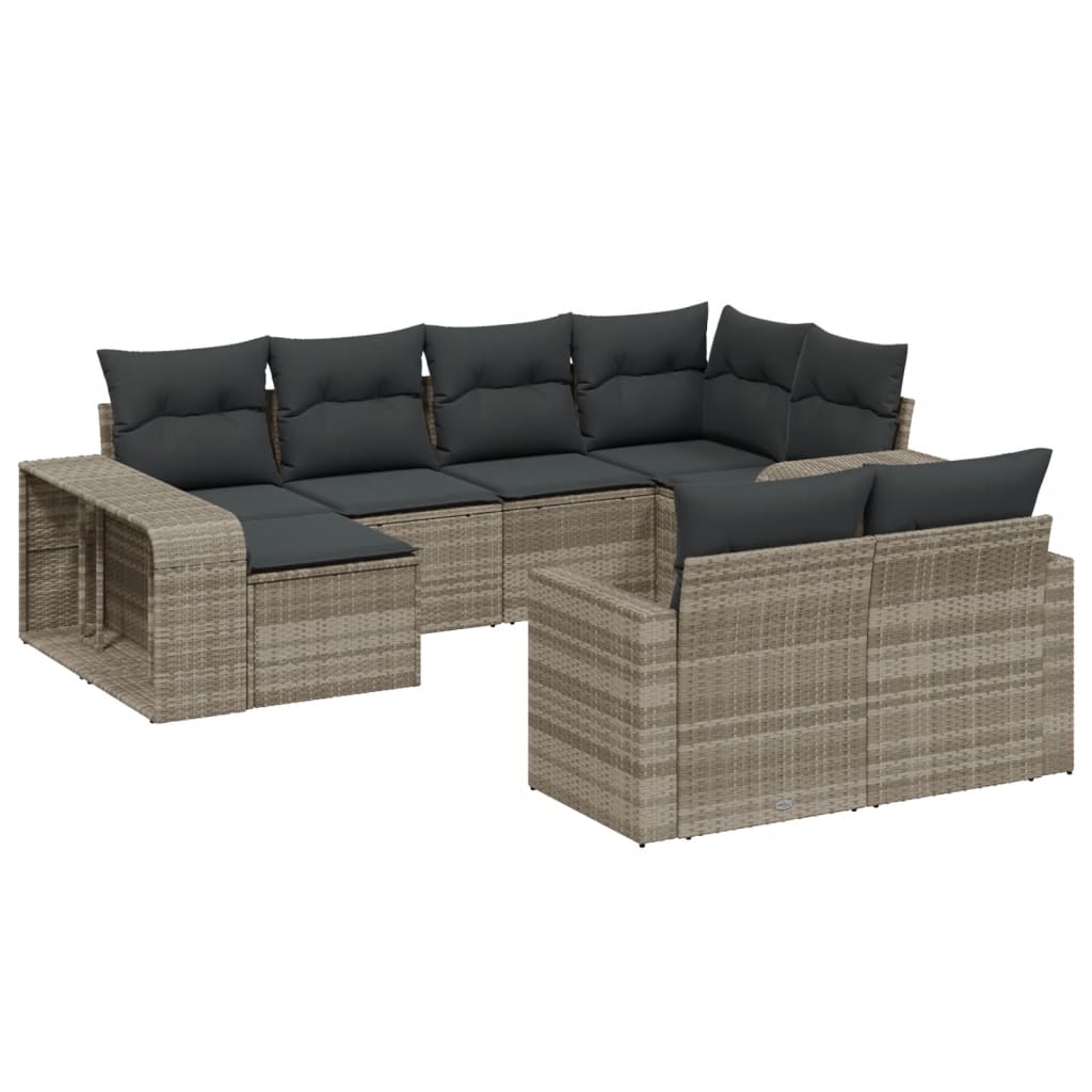 10-delige Loungeset met kussens poly rattan lichtgrijs is nu te koop bij PeponiXL, paradijselijk wonen!
