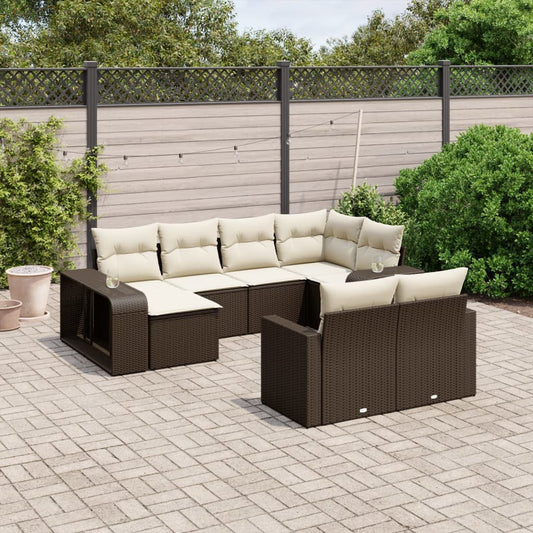 10-delige Loungeset met kussens poly rattan bruin is nu te koop bij PeponiXL, paradijselijk wonen!