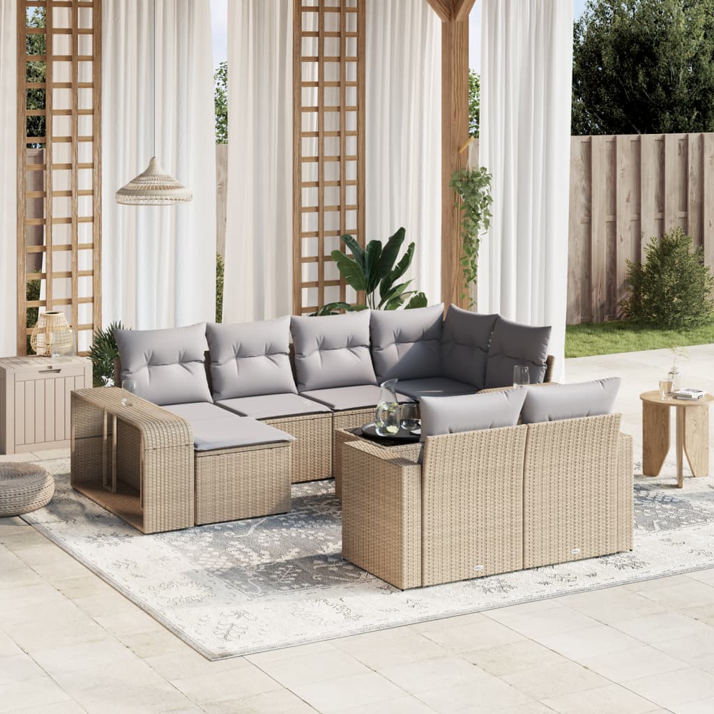 11-delige Tuinset met kussens poly rattan beige is nu te koop bij PeponiXL, paradijselijk wonen!
