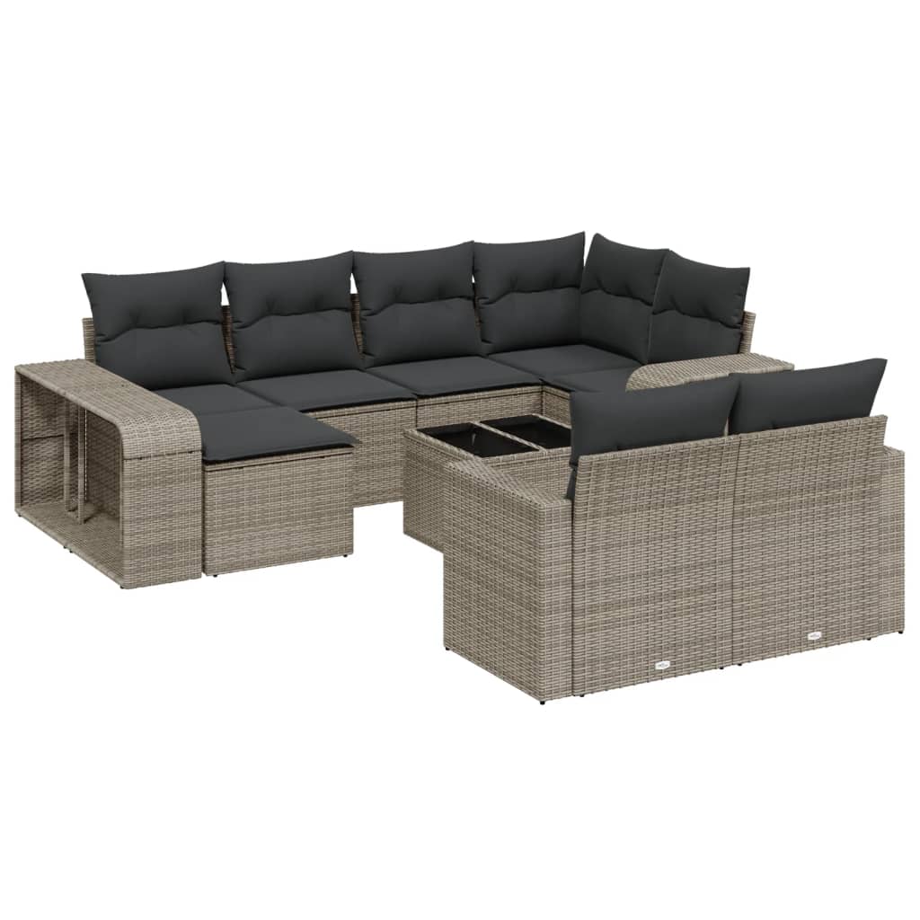 11-delige Loungeset met kussens poly rattan grijs is nu te koop bij PeponiXL, paradijselijk wonen!