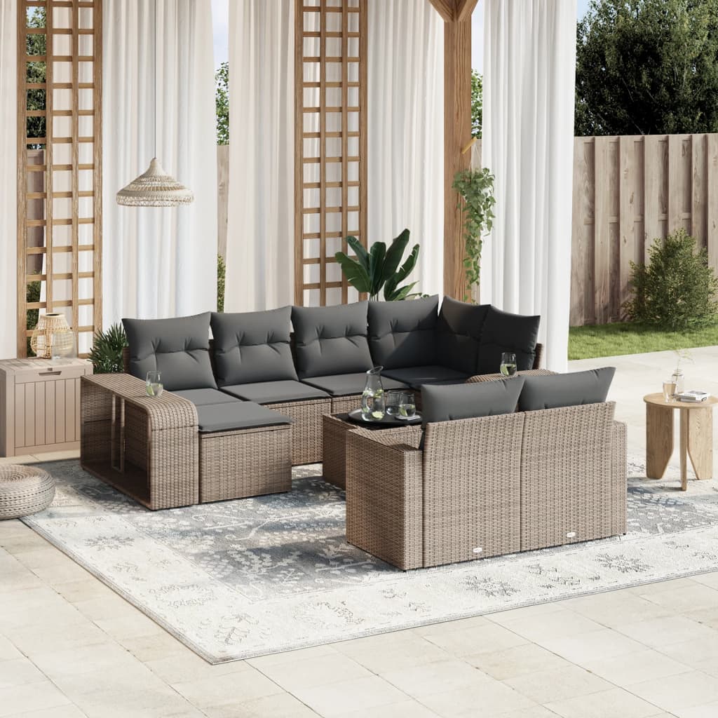 11-delige Loungeset met kussens poly rattan grijs is nu te koop bij PeponiXL, paradijselijk wonen!