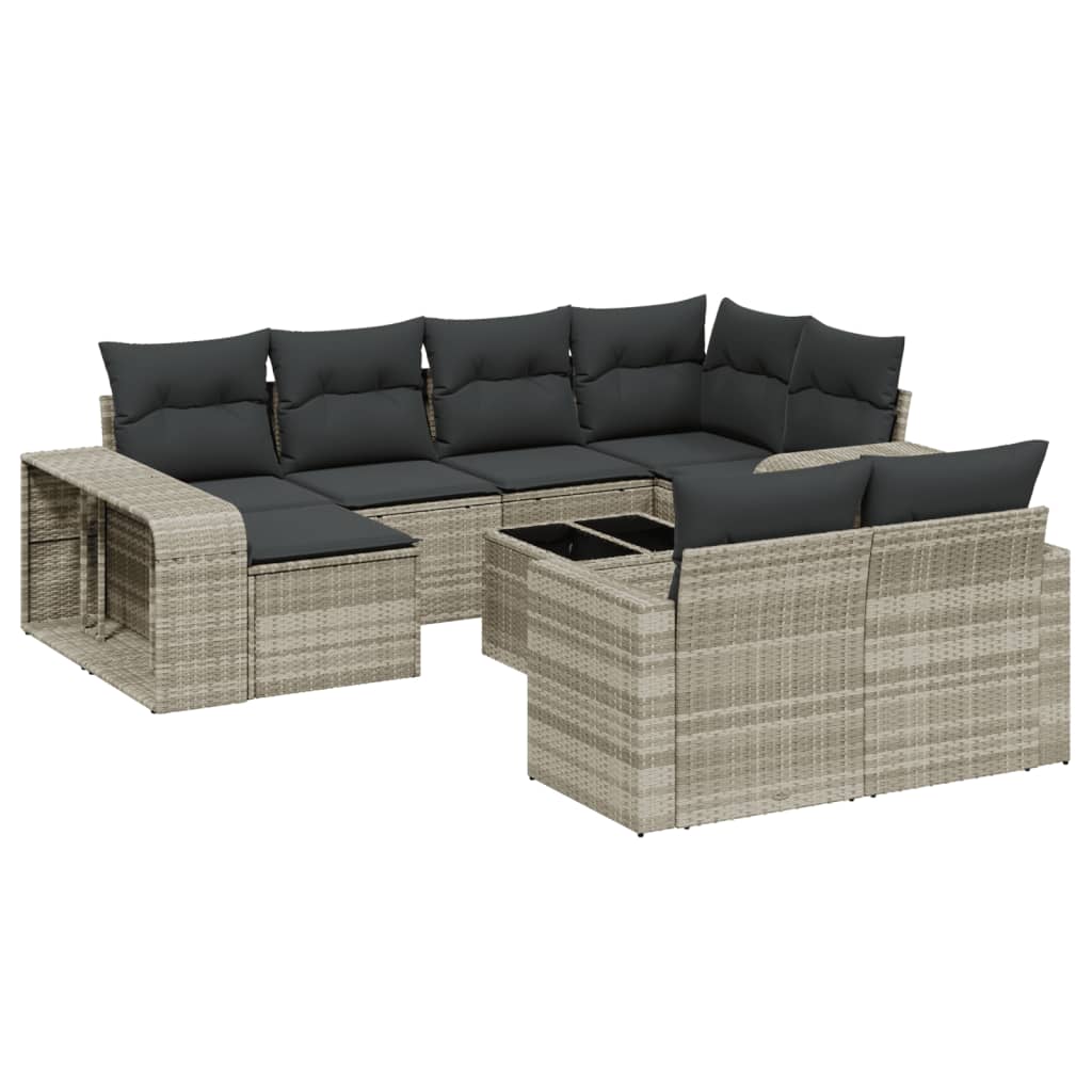 11-delige Loungeset met kussens poly rattan lichtgrijs is nu te koop bij PeponiXL, paradijselijk wonen!