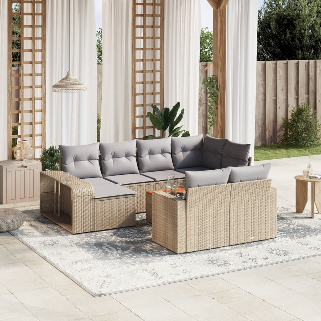 11-delige Tuinset met kussens poly rattan beige is nu te koop bij PeponiXL, paradijselijk wonen!