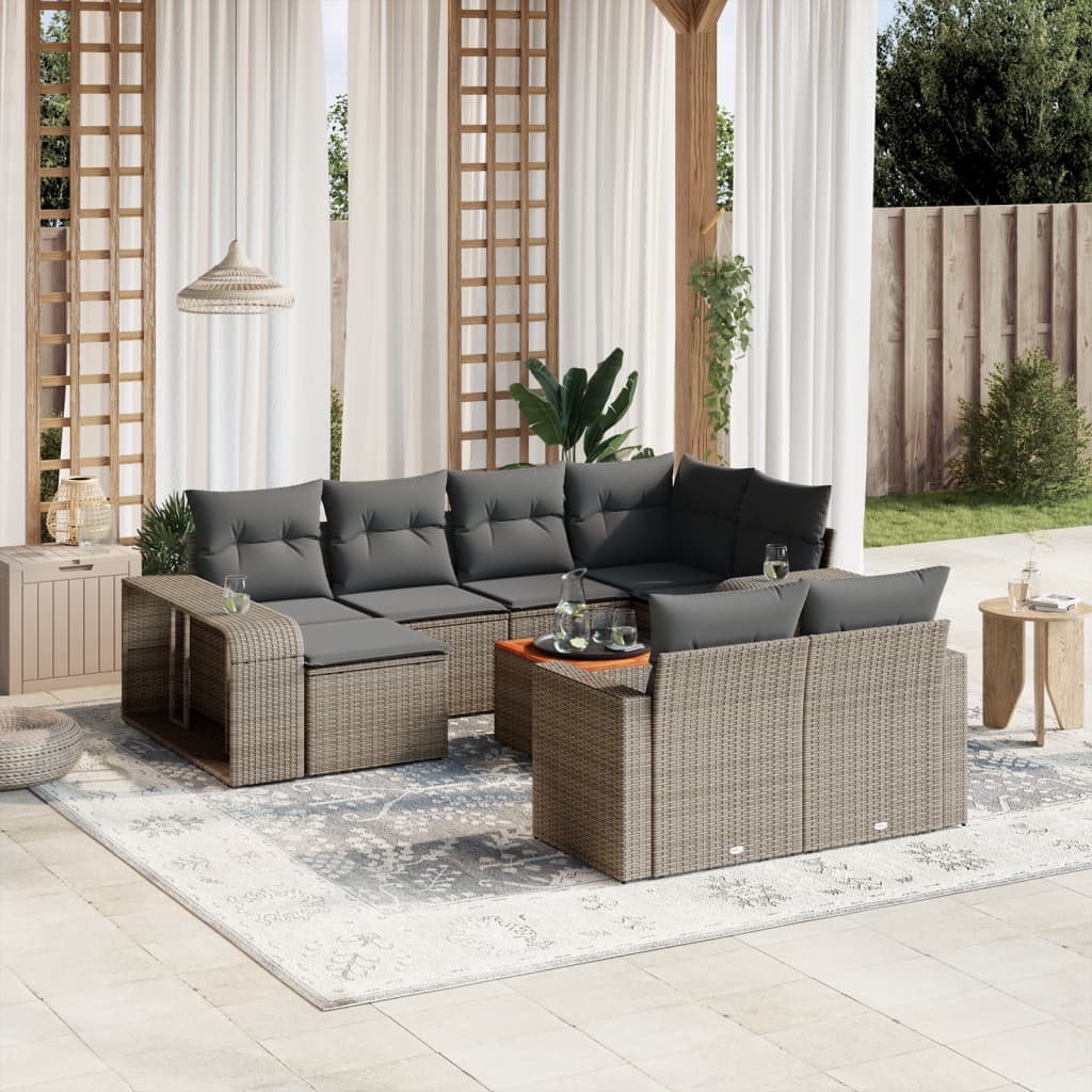11-delige Loungeset met kussens poly rattan grijs is nu te koop bij PeponiXL, paradijselijk wonen!