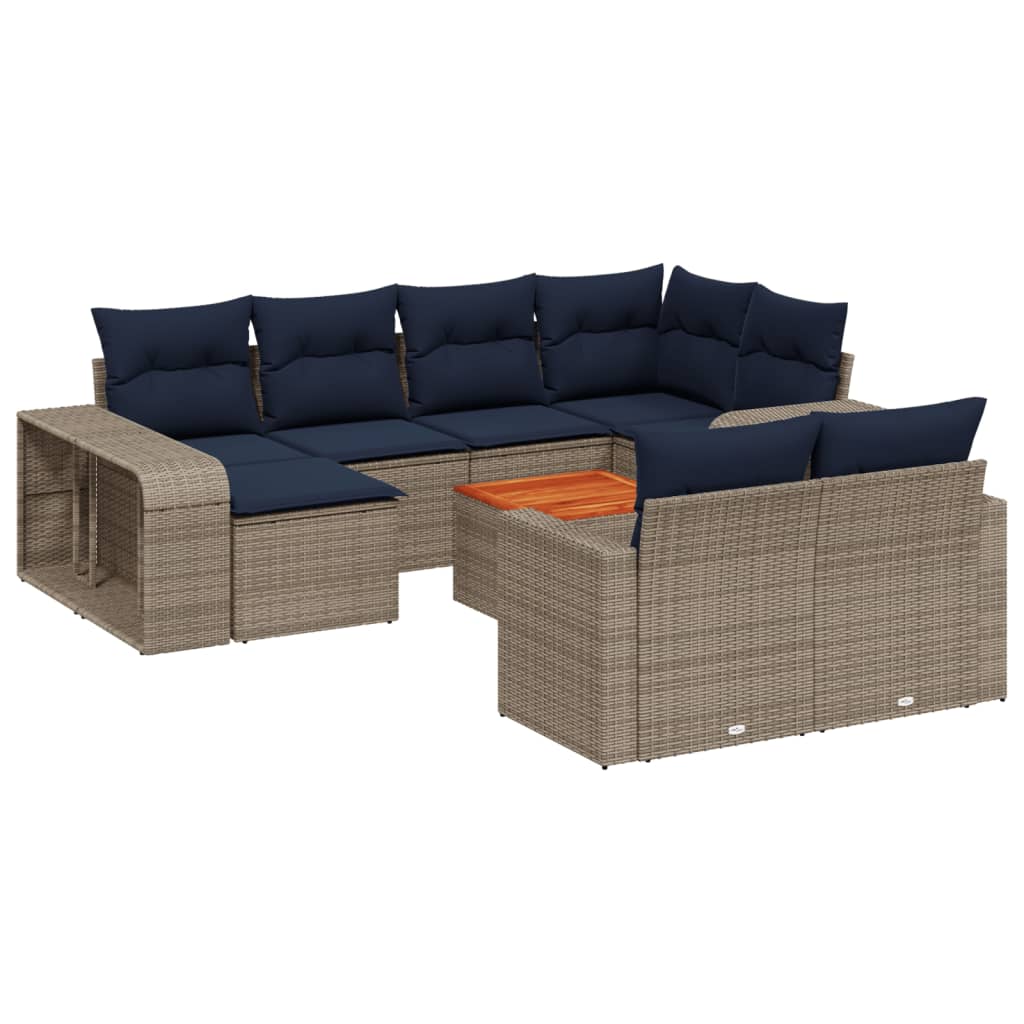11-delige tuinbankset met kussens, grijs polyrotan is nu te koop bij PeponiXL, paradijselijk wonen!