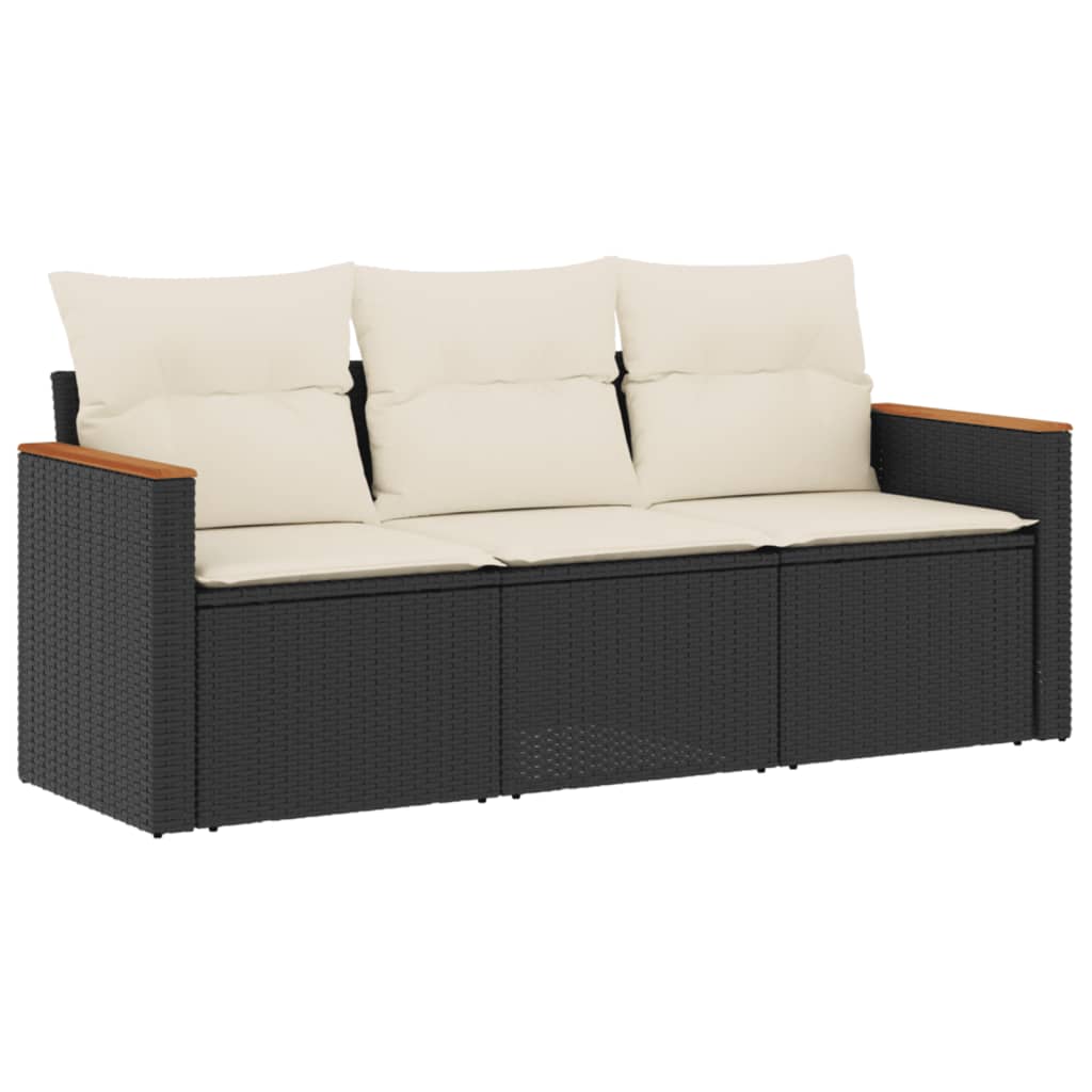 3-delige Loungeset met kussens poly rattan zwart is nu te koop bij PeponiXL, paradijselijk wonen!