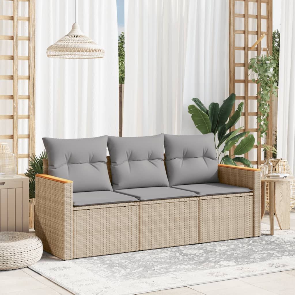 3-delige Loungeset met kussens poly rattan gemengd beige is nu te koop bij PeponiXL, paradijselijk wonen!